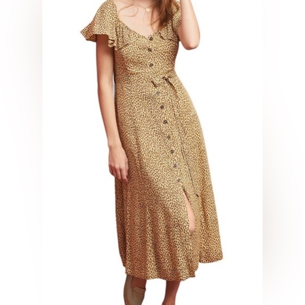 Anthropologie Leopard Print Button-Down Dress